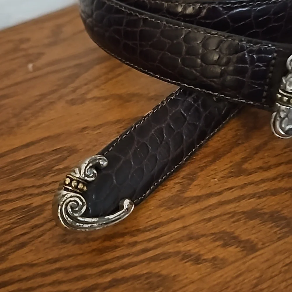 VTG BRIGHTON 1990s Dark Brown Crocodile Belt Medium